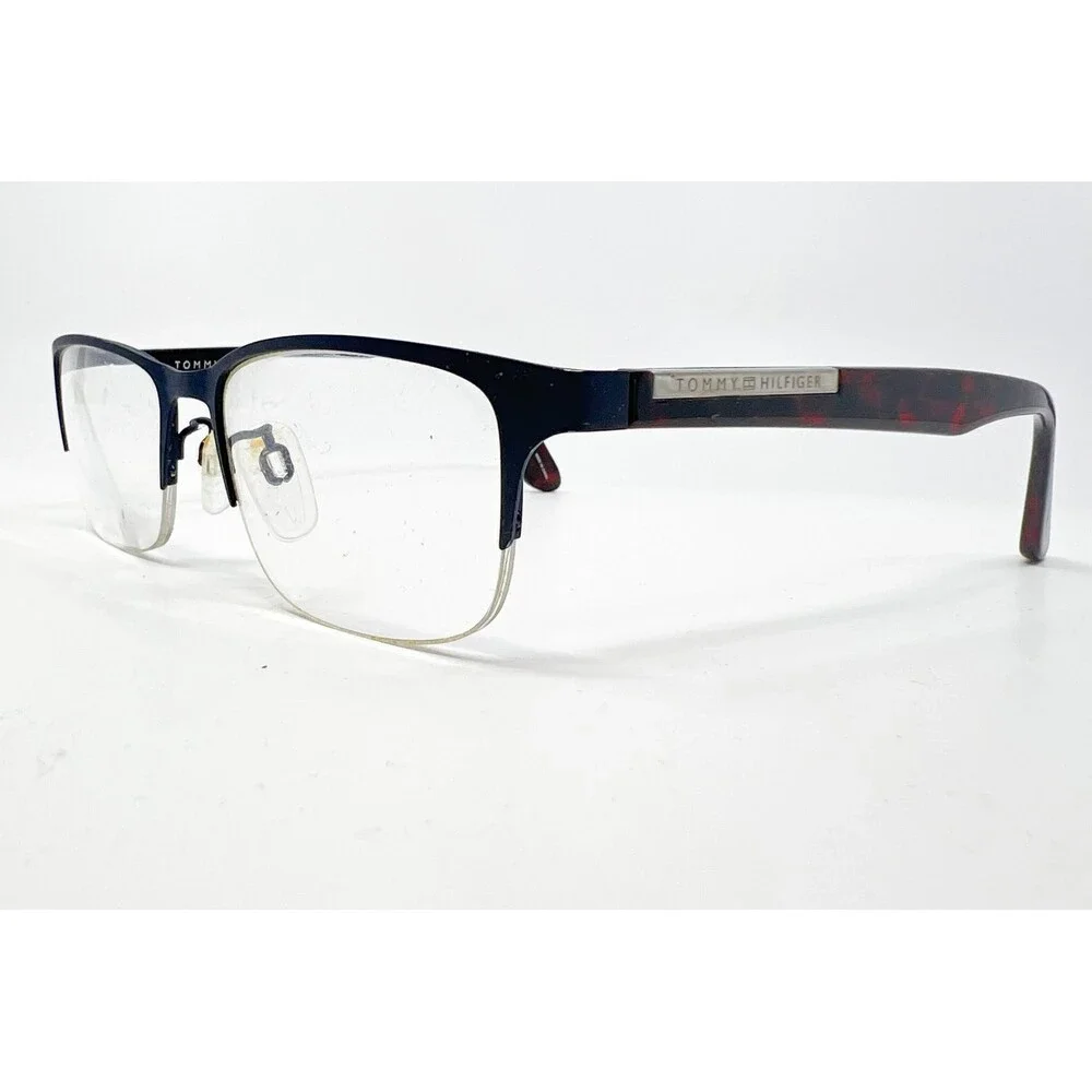 Tommy Hilfiger Eyeglass Frames Mens Blue Half Rim Titanium TH 1583/F 54-18-145
